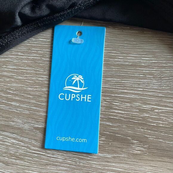 NWT Cupshe x Jojo Fletcher Mindful Solids Deep Onyx Plunge One Piece Size XL - Picture 9 of 9